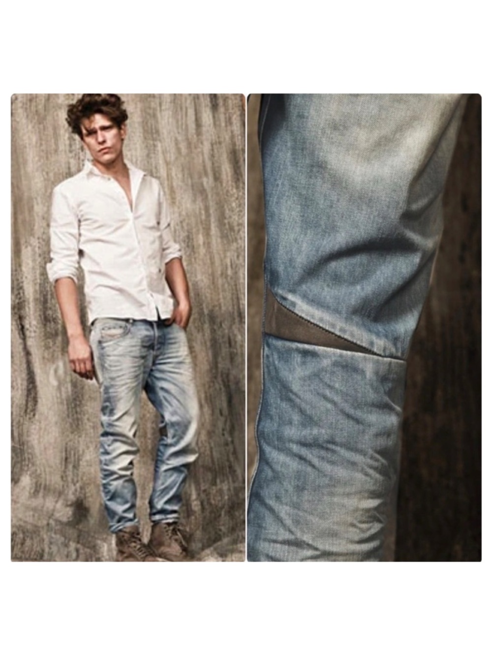 Y2K DIESEL Rombee ‘Dusty Mud’ Distressed regular Slim carrot men’s jean 30 x 32